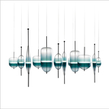 北欧现代设计师艺术灯具湖蓝色渐变玻璃吊灯餐厅吧台LED客厅吊灯