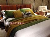 绿色简约欧式美式风格厚重床上用品 新古典样板房软装床品套件