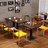 铁艺牛角椅咖啡厅桌椅组合复古主题西餐厅火锅城美食城餐桌椅批发