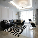 简约时尚黑白条纹地毯热卖晴纶家用客厅地毯茶几卧室沙发地毯定制