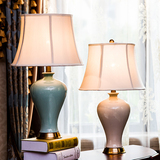 现代新中式全铜景德镇陶瓷台灯美式简约客厅卧室床头台灯装饰灯具