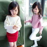 女童春装2016新款韩版儿童宝宝春秋款童装短款毛衣蝙蝠衫针织上衣