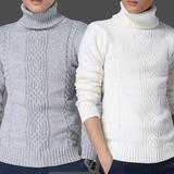 韩版冬季新款高领毛衣男套头翻领加厚保暖修身纯色青年羊毛针织衫