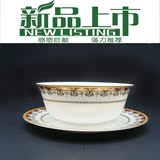 新品唐山6寸骨瓷碗家用面碗陶瓷碗大号米饭碗无铅骨瓷金边碗餐具