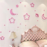 星星月亮亚克力立体3D墙贴儿童房可爱卡通卧室床头墙贴可移除贴画