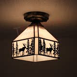 麋鹿蒂凡尼灯复古玄关吸顶灯欧式客厅卧室阳台过道餐厅吸顶灯
