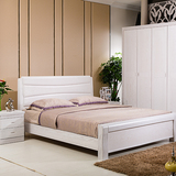 实木床现代简约1.8米双人白色水曲柳卧室宜家储物高箱新中式婚床