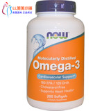 美国直邮Now Foods, Omega-3 分子蒸馏深海鱼油，200粒保护心血管