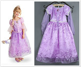 迪士尼冰雪奇缘蓬蓬裙子圣诞节生日紫色长发公主礼服索菲亚连衣裙