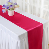 热销黄色紫红色蓝色桌旗色丁绸缎桌旗酒店婚庆桌布桌旗