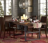 高档美式乡村铁艺实木餐桌椅组合 复古客厅餐饮桌椅 咖啡酒吧桌椅