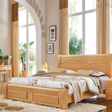 实木床1.8米双人床大床卧室1.5榉木床主卧床婚床中式实木家具