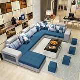 布艺沙发组合简约现代客厅转角L型可拆洗新款贵妃大小户型家具