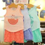 pawinpaw韩国代购2016新款男童女童装 儿童纯棉宝宝夏装两件套装