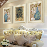 欧式壁画客厅装饰画 三联沙发背景墙画 简欧餐厅挂画卧室画花瓶画