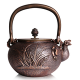 正品 纯紫铜烧水壶 兰花戏蟹铸铜壶手工加厚大铜壶茶壶茶具