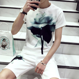 夏季休闲运动套装男韩版青少年短袖t恤潮流男学生运动服大码套装