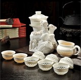 半全自动十二生肖陶瓷家用红茶功夫茶具套装蜂窝玲珑青花整套茶具