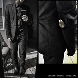 原创男装暗黑款欧美简约风格全棉CCP钛金属长袖西装外套 男