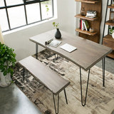 loft北欧复古实木铁艺餐桌椅组合办公桌个性创意书桌设计师电脑桌