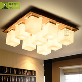 美式现代简约LED实木艺吸顶灯卧室餐厅客厅灯正方形长方形吸顶灯