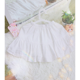 纯白。日系软妹风复古蓬蓬半身裙甜美可爱白色夏季小清新棉麻短裙