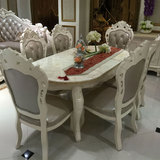 欧式餐桌 住宅深色餐桌椅 1.6米大理石餐桌 椭圆桌子 全实木餐桌