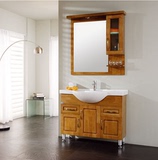 现代简约镜柜浴室柜橡木实木落地式洗漱台洗手台脸盆柜组合卫浴柜