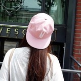 韩国宋智孝同款帽子马卡龙粉色MR字母鸭舌平沿嘻哈棒球帽女夏天潮
