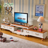 地中海电视柜茶几组合美式乡村实木可伸缩客厅小户型矮柜家具套装