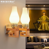 创意实木壁灯现代新中式欧式复古客厅过道阳台灯卧室led木质灯具
