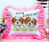 十字绣抱枕最新款印花情侣爱情两只小狗靠垫一对单个可爱卡通动漫