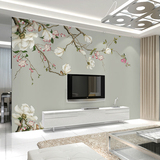 中式花鸟玉兰壁纸客厅电视背景墙纸现代简约环保无纺布定制壁画