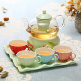 陶瓷花茶壶茶具花茶具套装玻璃蜡烛加热底座花草水果茶下午茶创意