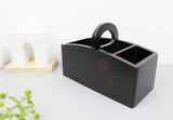 特价 韩国黑白色三格木质桌面遥控器收纳盒宜家 复古办公桌储物盒