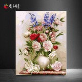 魔手丹青diy数字油画加厚固定框客厅风景花卉填色手工绘制装饰画