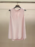 韩国代购2016夏季新款女装气质钉珠无袖A字裙宽松显瘦粉色连衣裙