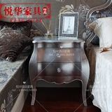 新古典双层床头柜 现代简约 实木雕花 特价 欧式床头柜 定制 黑色