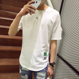 短袖t恤男 夏季薄款白色纯棉大码宽松圆领韩式休闲百搭半袖小衫潮