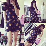 2016新款可爱女夏季女士韩版纯棉卡通短袖休闲大码宽松薄款女装