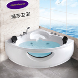 双人浴缸亚克力三角形扇形按摩冲浪浴盆泡澡池1.2-1.3、1.5、1.65