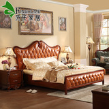 范氏实木美式床 高档欧式床法式床1.5 1.8米双人婚床真皮床卧室家