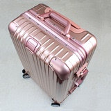 玫瑰金款旅行箱万向轮韩国拉杆箱20寸登机箱女行李箱铝框pc包角潮