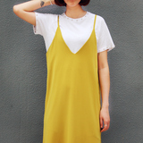 2016夏季韩版吊带背心裙子纯色显瘦中长款宽松外穿V领大码连衣裙