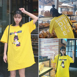 2016夏装新款韩版宽松大码显瘦中长款上衣女学生 韩范百搭短袖T恤