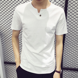 夏季新款男士短袖T恤韩版V领t恤青年薄款半袖体恤打底衫潮男上衣