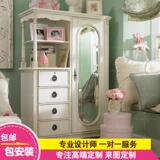 欧式实木衣柜儿童家具定制美式乡村公主风格雕花两门衣柜YG023