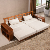 全实木橡木沙发床推拉两用沙发床宜家实木1.2米包邮特价小户型