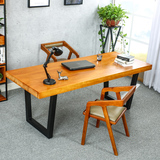 LOFT美式实木书桌简约电脑桌椅组合双人书桌写字台办公桌会议桌子