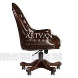 艺术范欧式实木转椅法式真皮人体工学电脑椅大班椅高档升降老板椅
